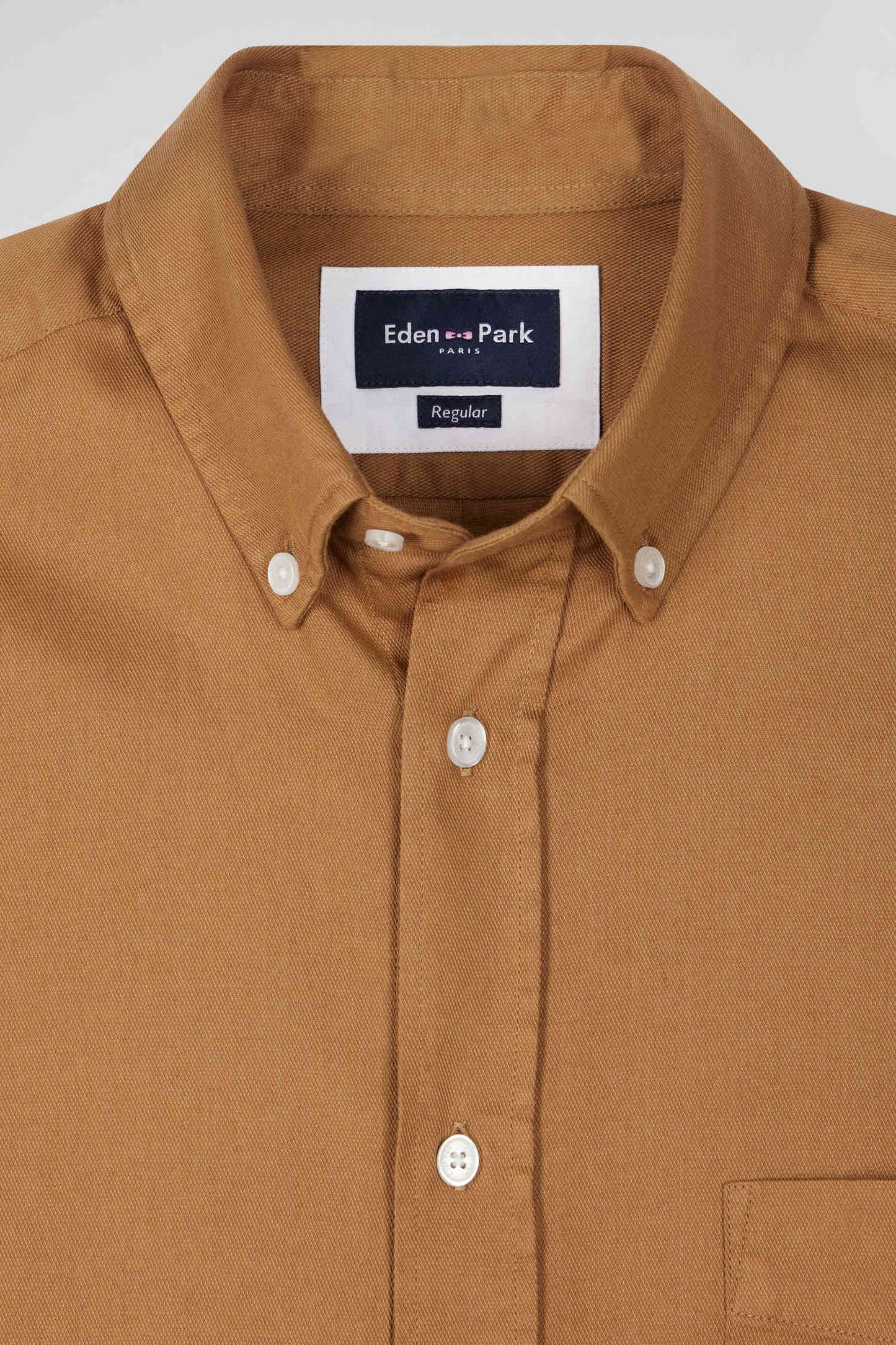 Chemise en piqué coton unie camel coupe Regular - Image 8