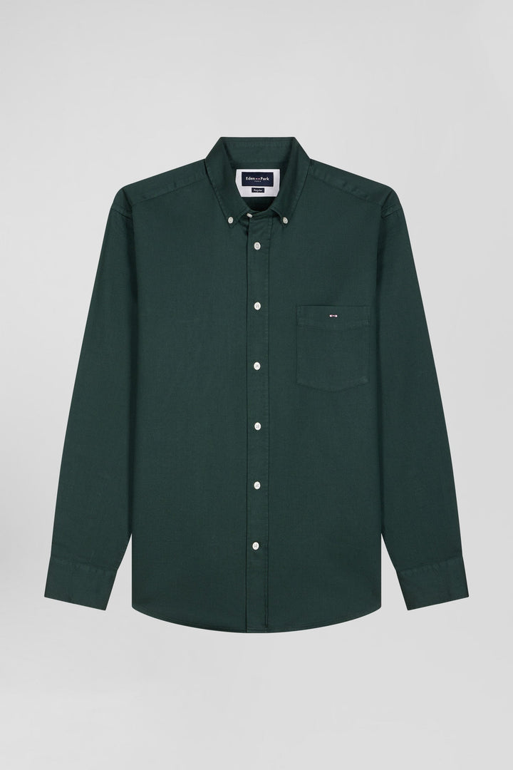 Chemise en piqué coton unie verte coupe Regular alt view