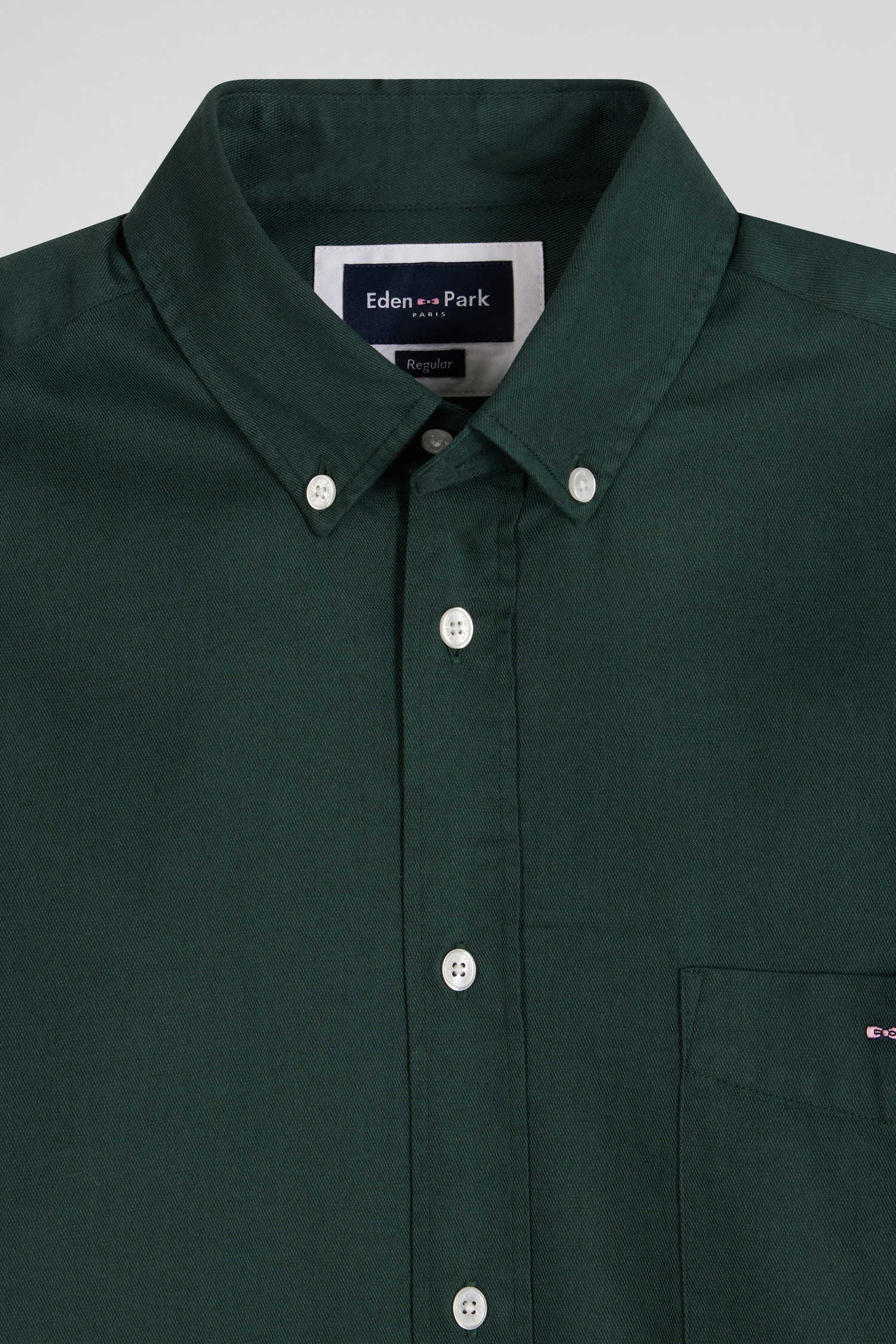 Chemise en piqué coton unie verte coupe Regular