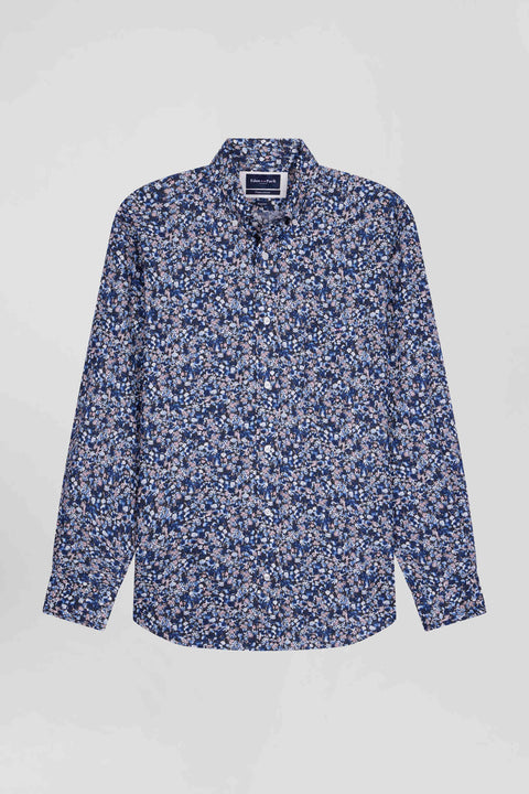 Chemise en popeline de coton Pima bleu marine microimprimé floral coupe Regular - Image 2