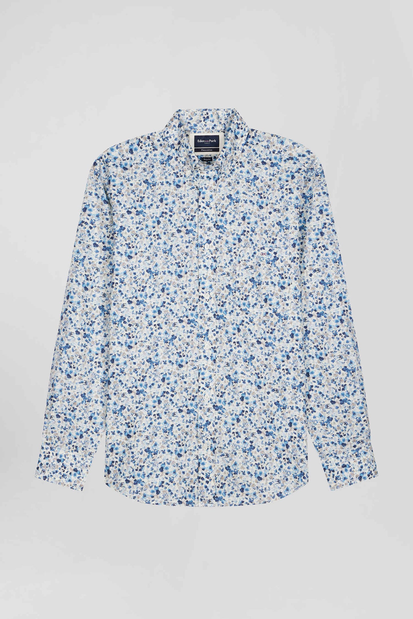 Chemise en popeline de coton Pima écrue microimprimé floral coupe Regular - Image 2