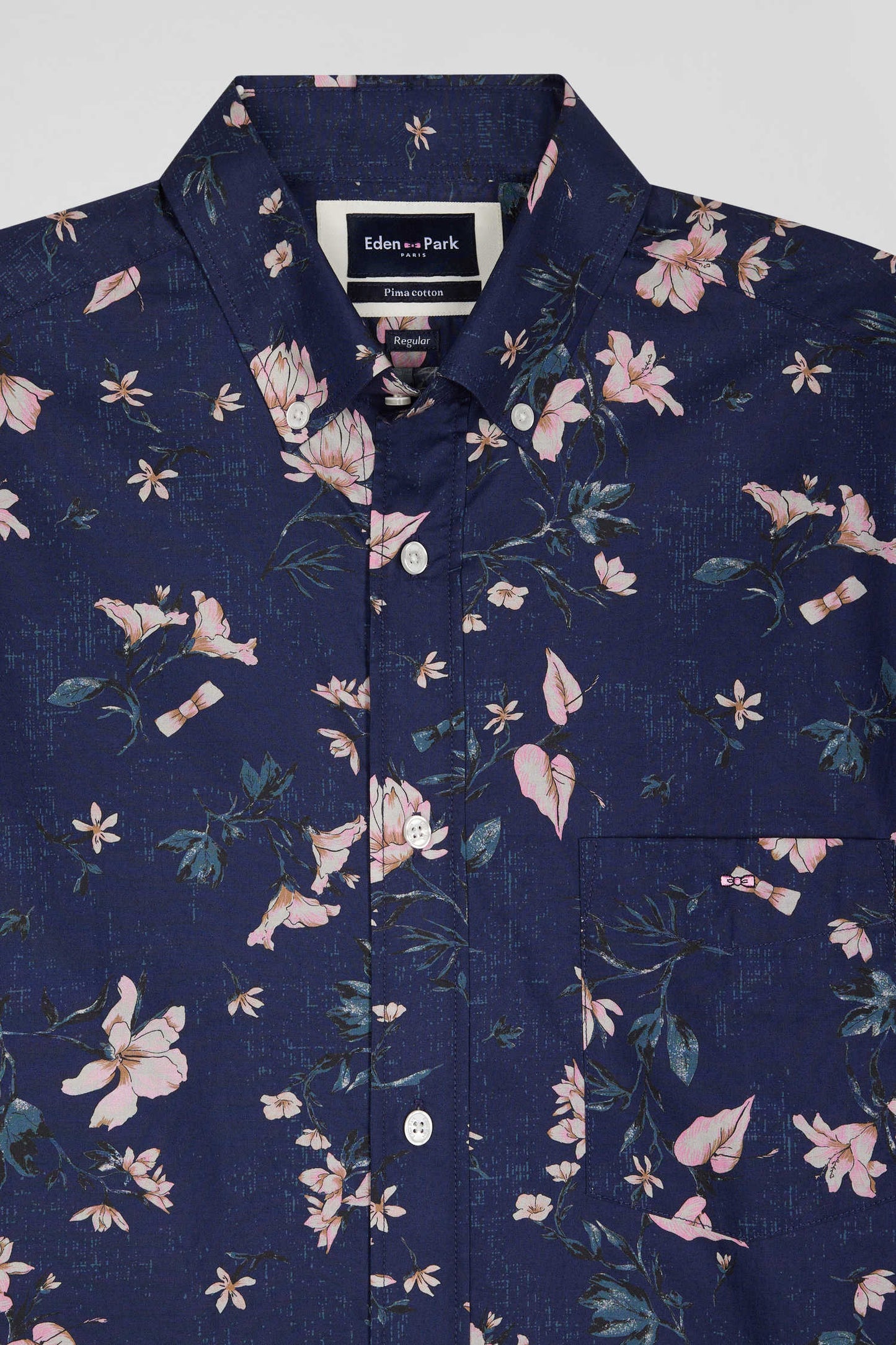 Chemise en popeline de coton Pima marine imprimé floral coupe Regular - Image 8