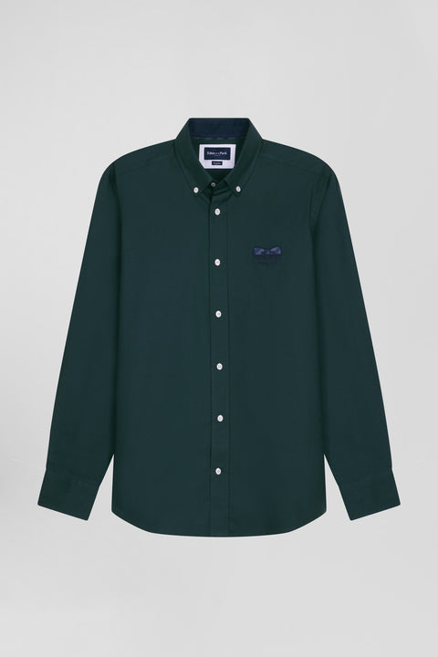 Chemise en coton Oxford vert nœud papillon cerclé coupe Regular - Image 2