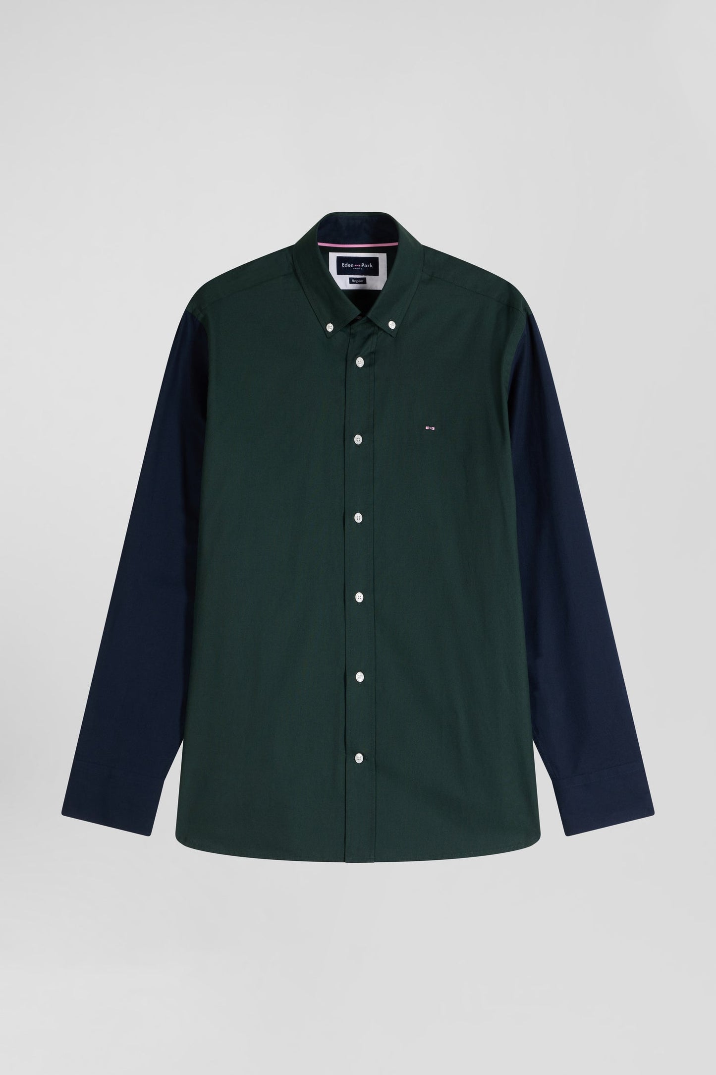 Chemise en oxford de coton verte et marine broderie dos coupe Regular - Image 2