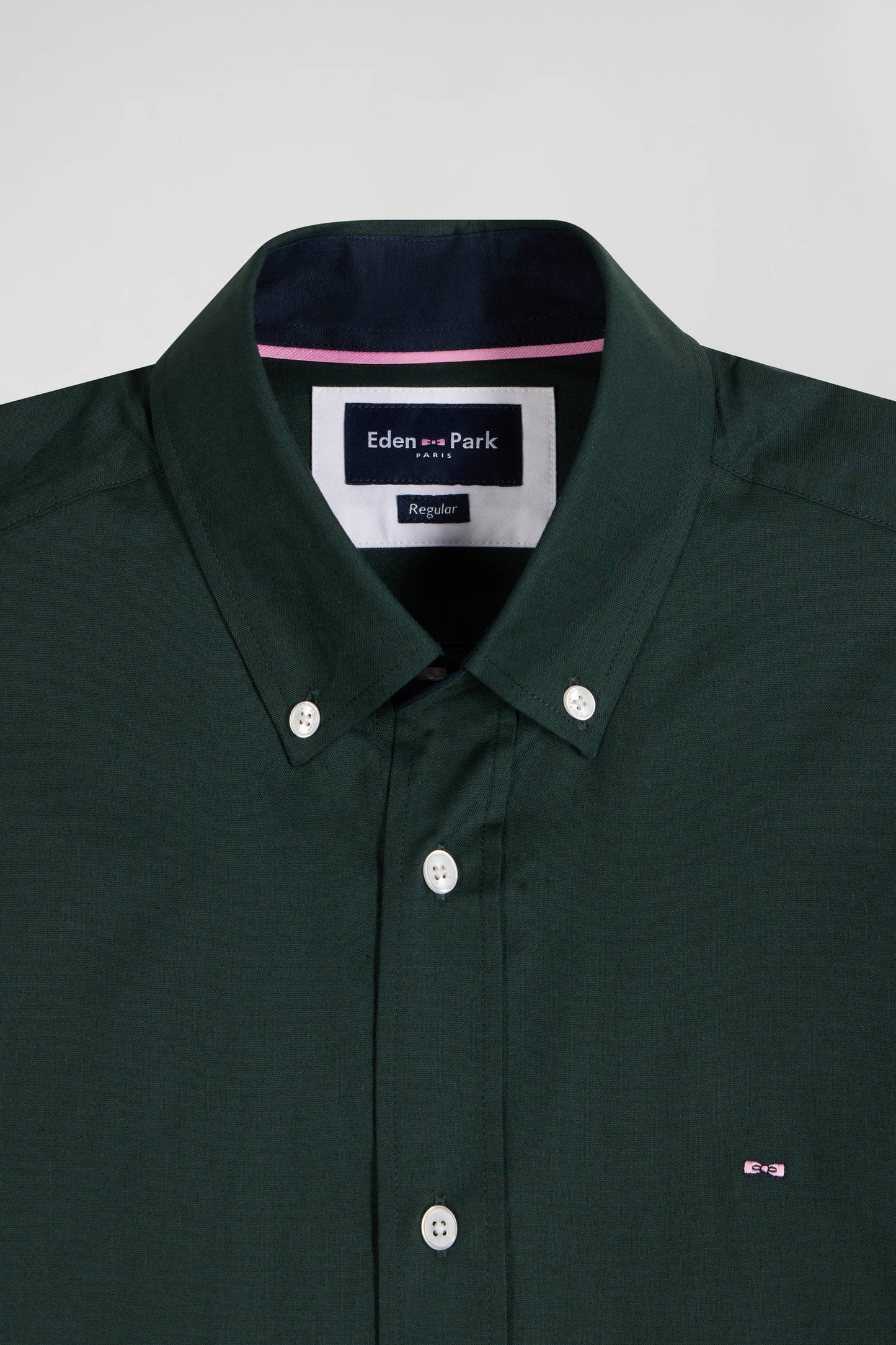 Chemise en oxford de coton verte et marine broderie dos coupe Regular - Image 8