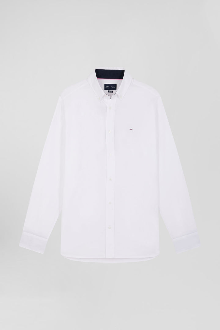 Chemise en coton blanc coupe Regular broderie dos N°10 alt view