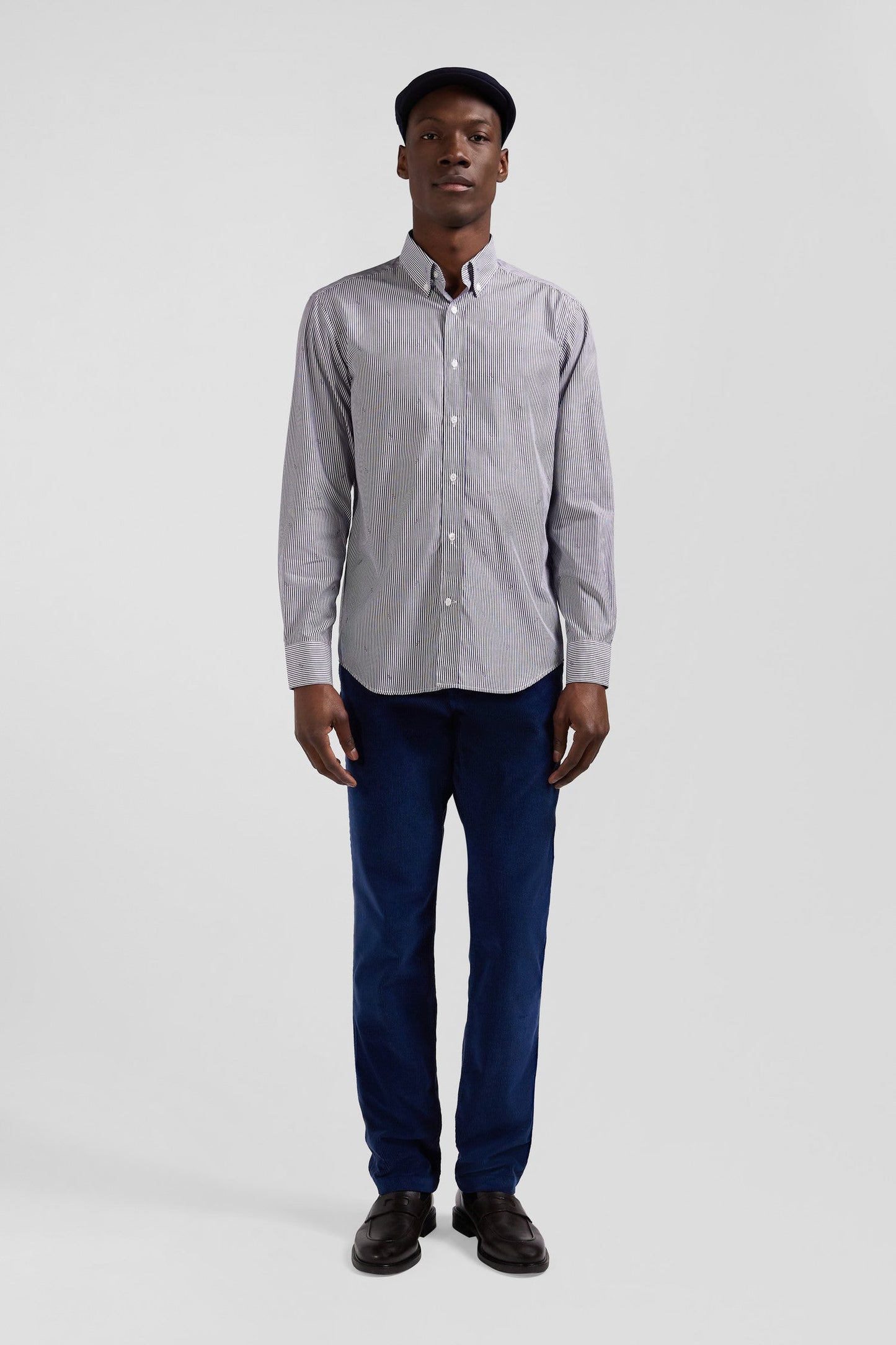 Chemise en coton bleu marine coupe Regular - Image 1