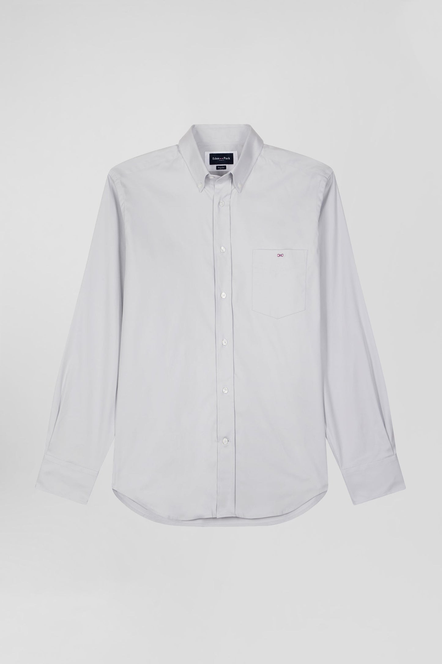 Chemise unie grise en coton stretch mélangé coupe Regular - Image 2