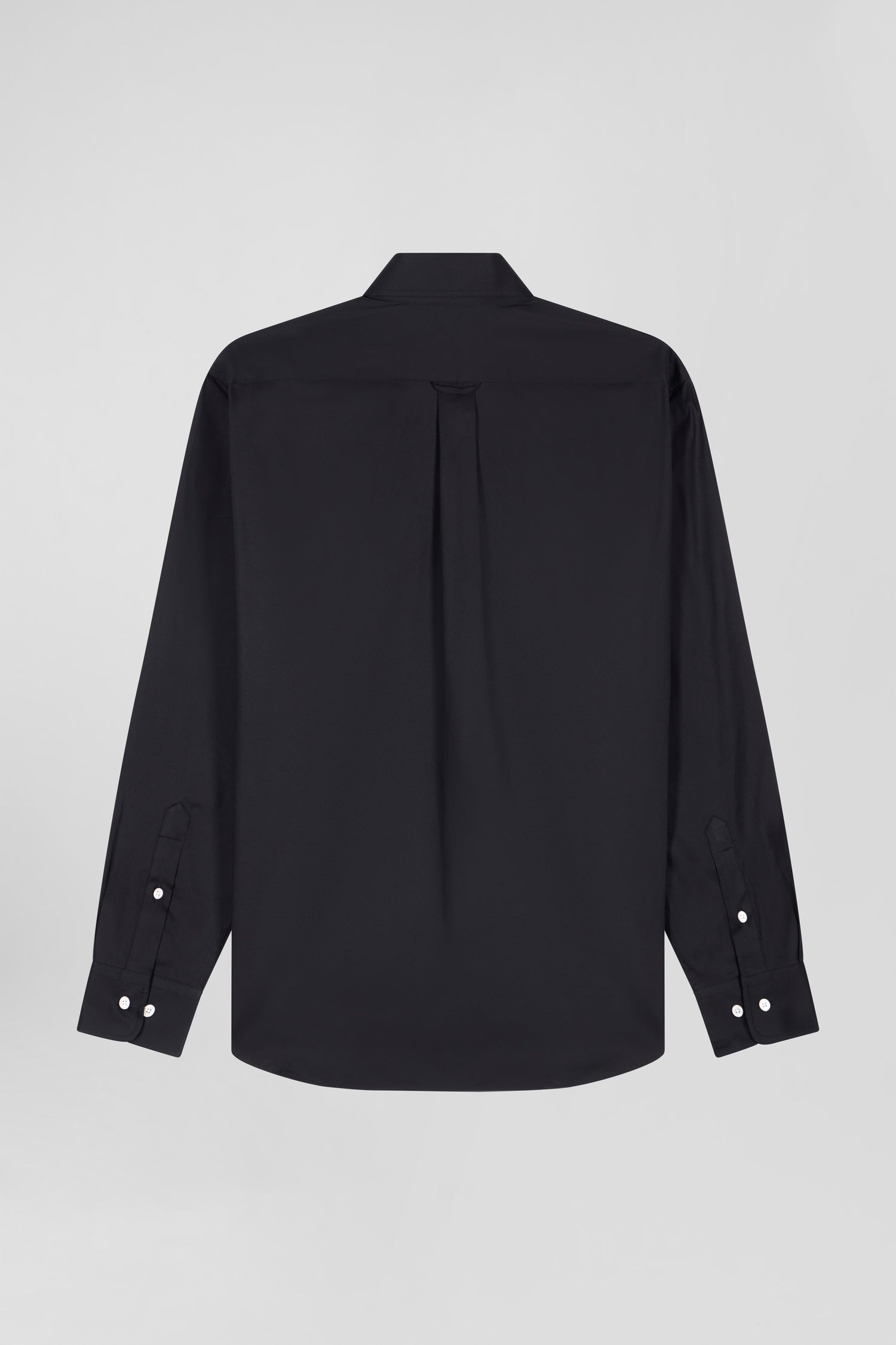 Chemise unie noire en coton stretch mélangé coupe Regular