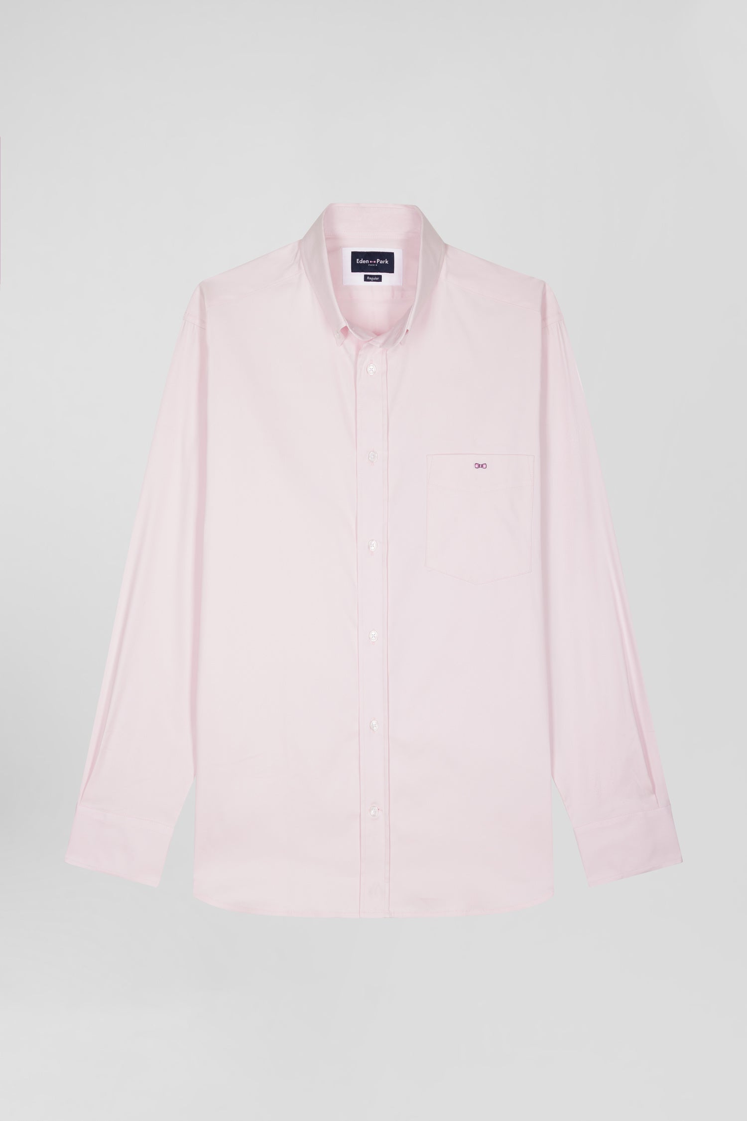 Chemise unie rose en coton stretch mélangé coupe Regular