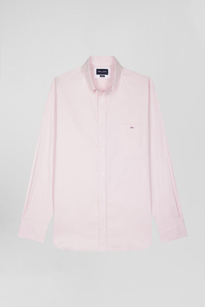 Chemise unie rose en coton stretch mélangé coupe Regular alt view