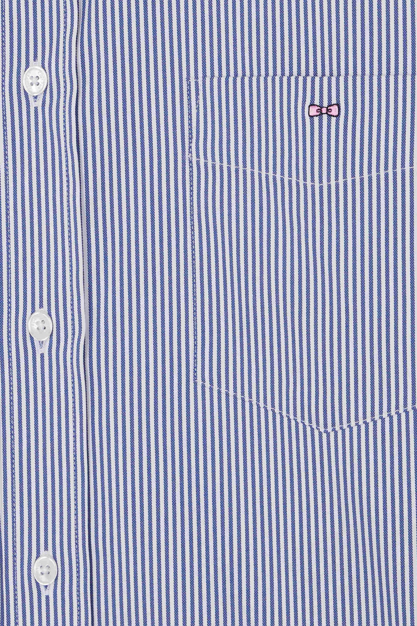 Regular navy blue cotton poplin shirt with baton stripes