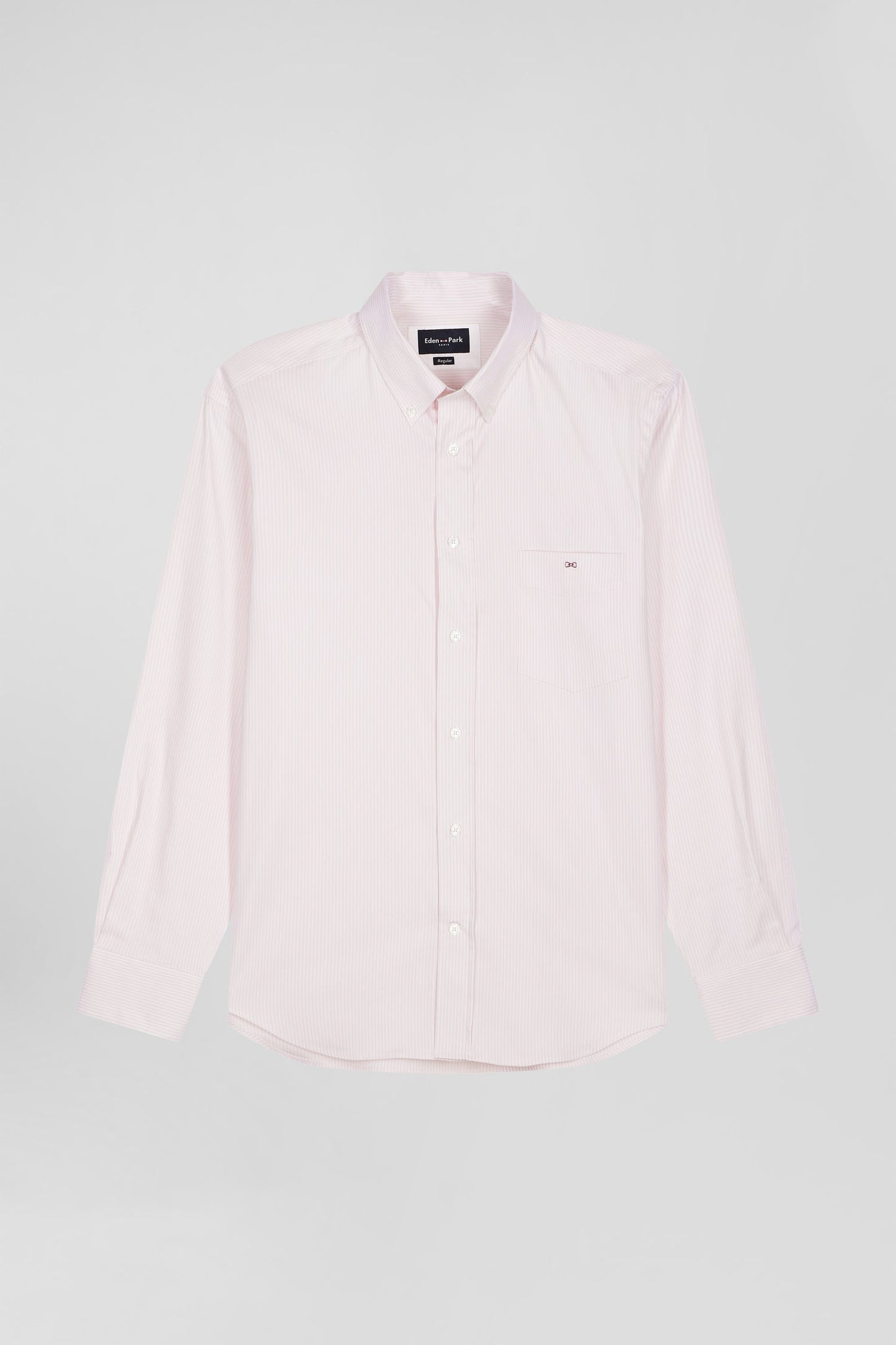 Chemise en popeline de coton rose à rayures bâton coupe Regular - Image 2