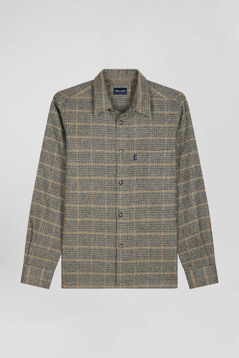 Regular grey checked wool and cotton overshirt - Image 2
