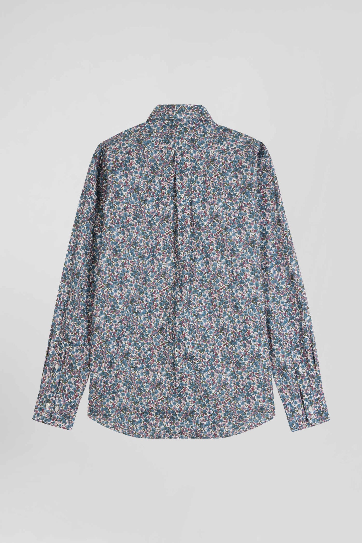 Chemise en popeline de coton bleue à imprimé floral coupe Regular - Image 5