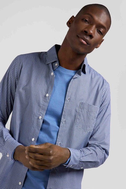 Slim blue graphic print cotton poplin shirt - Image 3