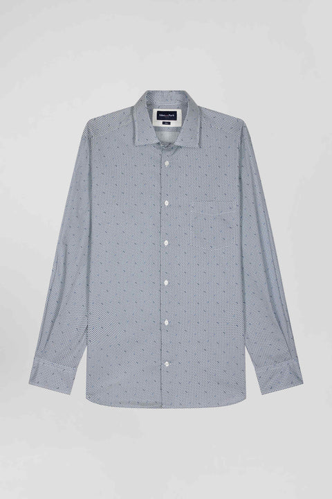 Light blue micro-motif cotton shirt Slim fit - Image 2