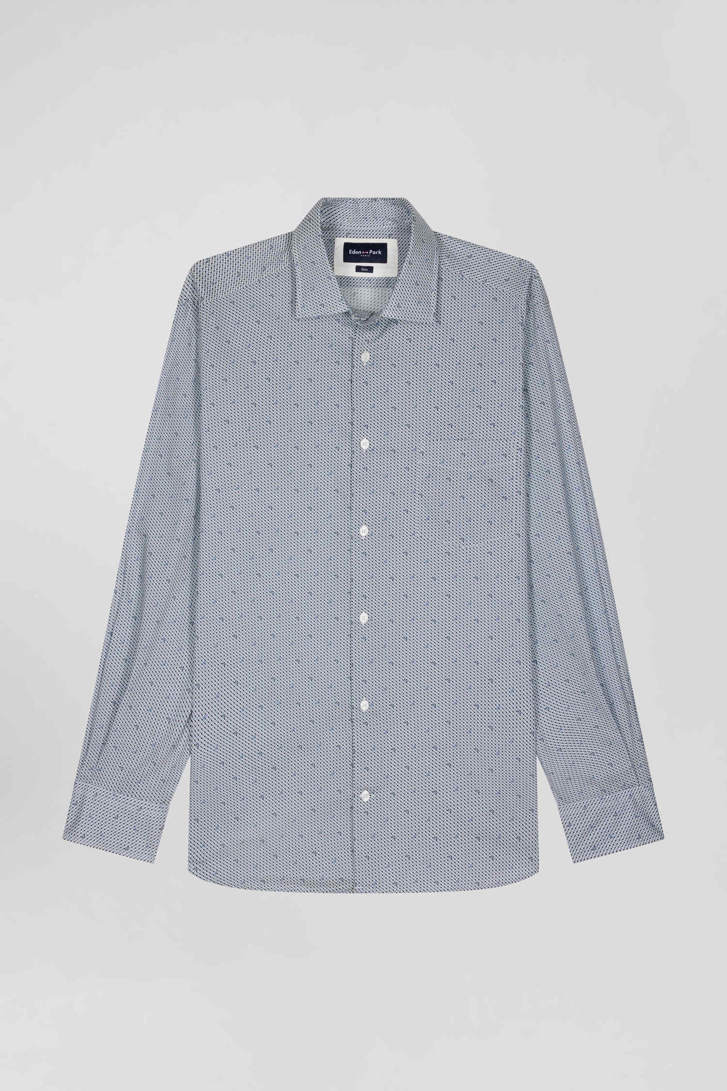 Chemise en coton à micro-motifs bleu ciel coupe Slim - Image 2