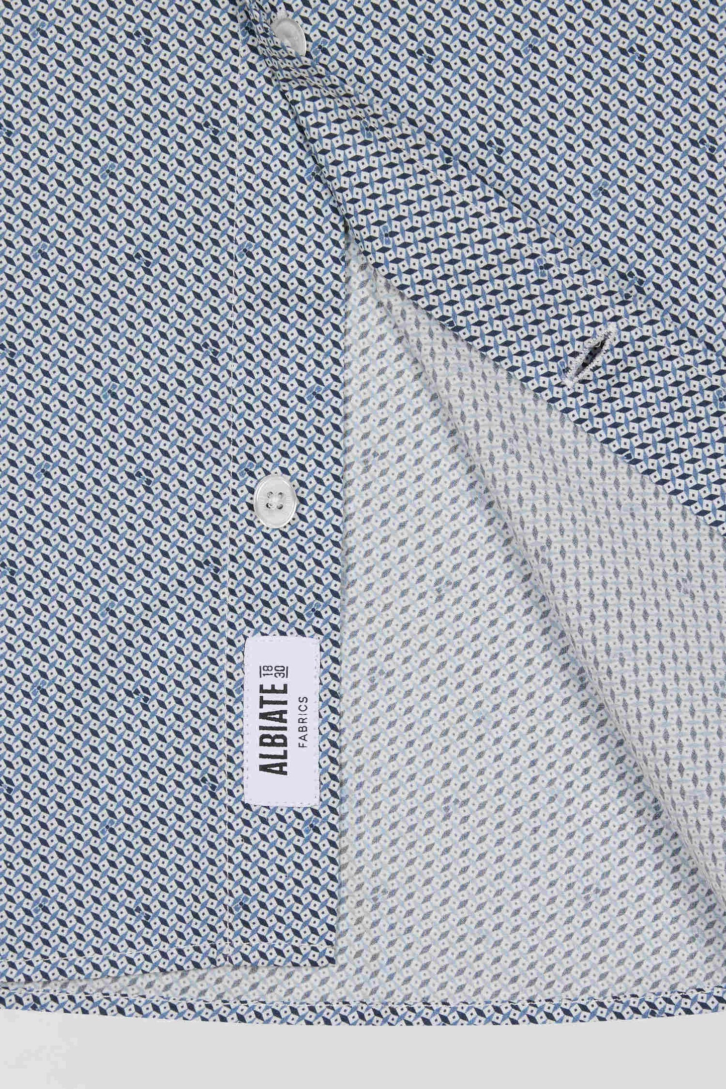 Chemise en coton à micro-motifs bleu ciel coupe Slim - Image 11