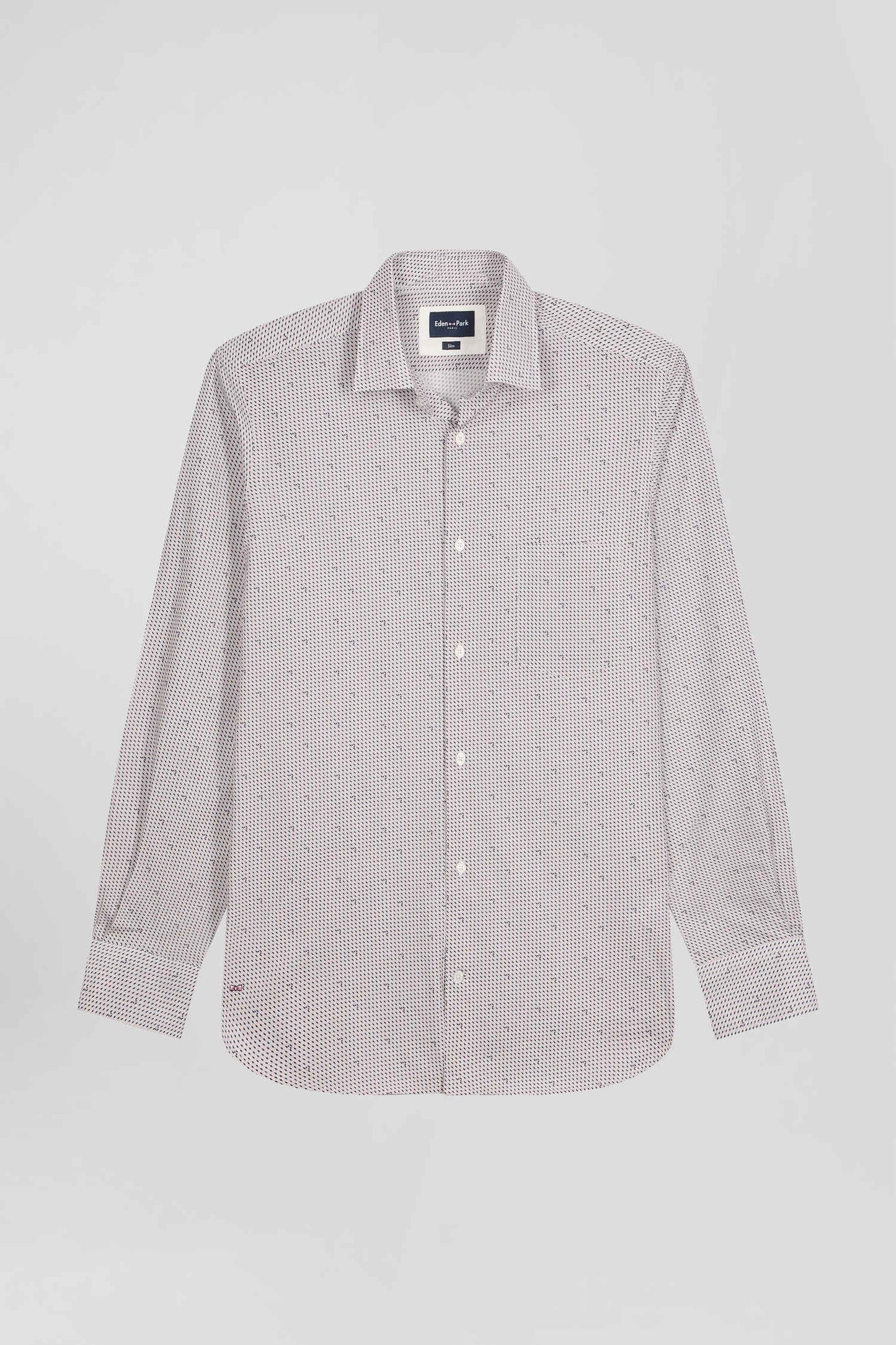 Chemise en coton à micro-motifs rose coupe Slim - Image 2