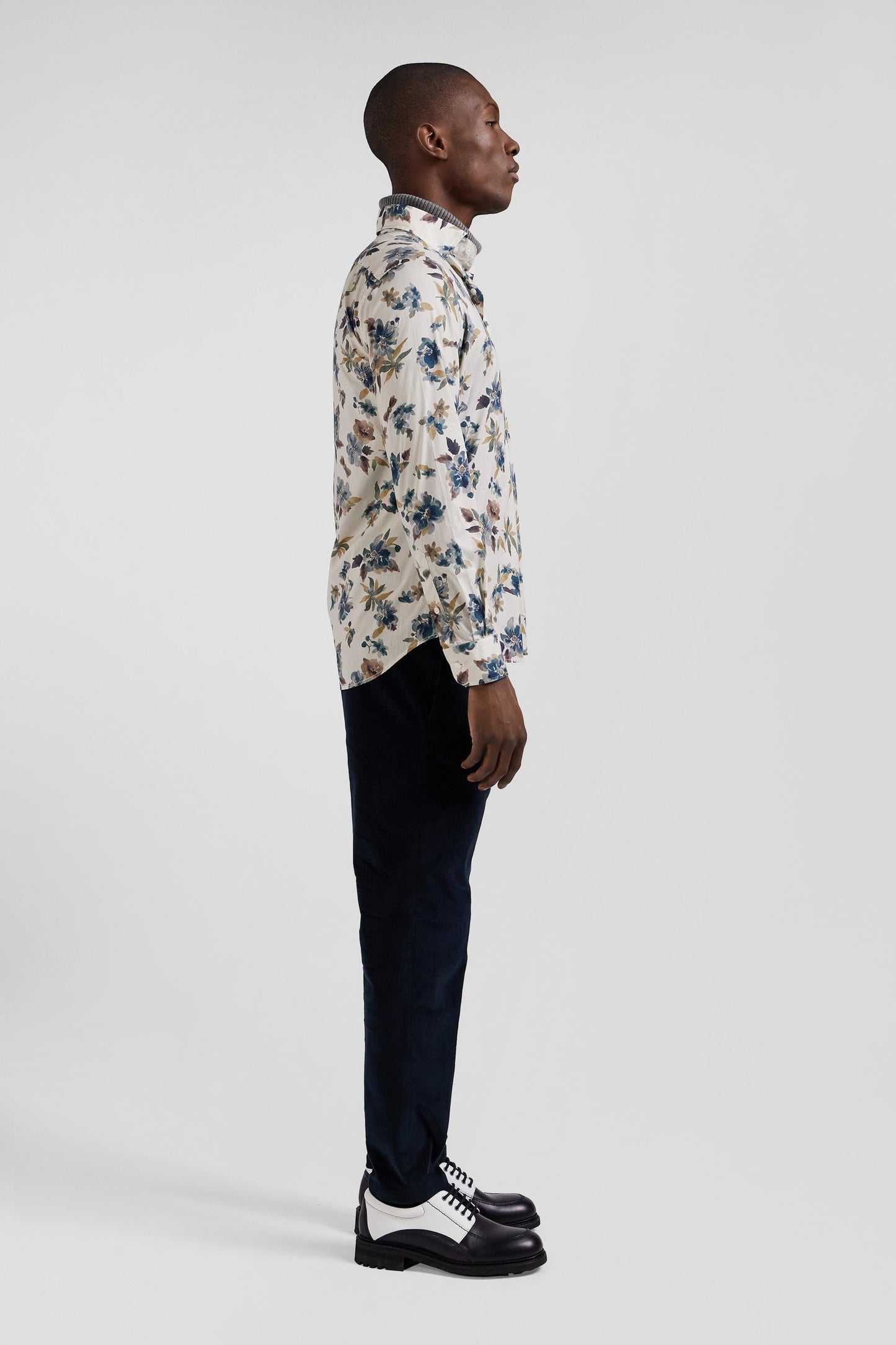 Chemise en coton à imprimé floral écru coupe Slim - Image 6