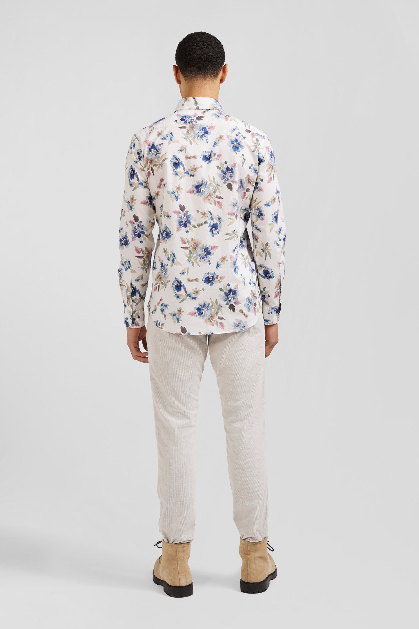 Chemise en coton à imprimé floral beige coupe Slim - Image 6