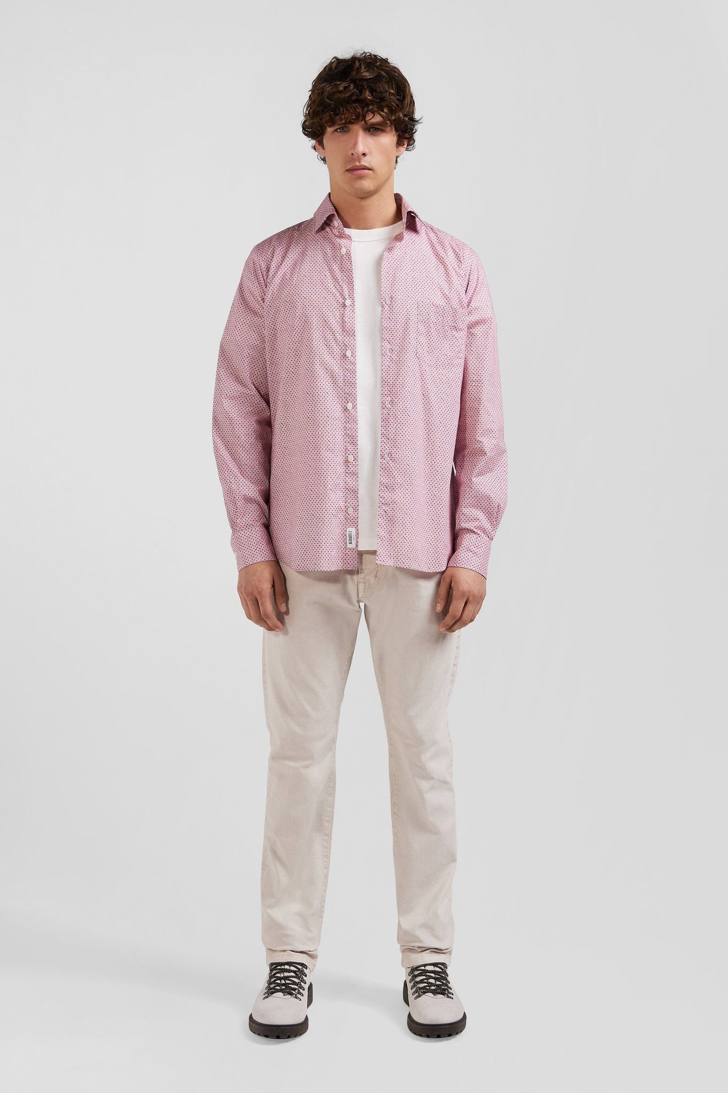 Chemise en coton rose coupe Slim - Image 1