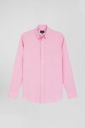 Chemise en popeline de coton rose coupe Regular