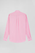 Regular plain pink cotton poplin shirt