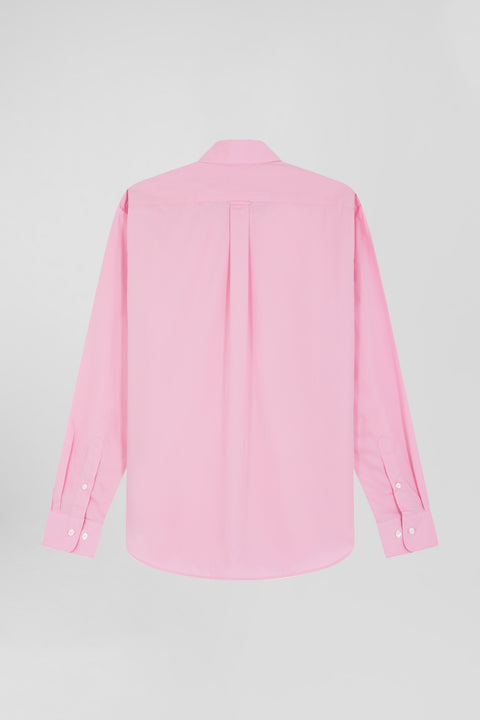 Regular plain pink cotton poplin shirt - Image 2