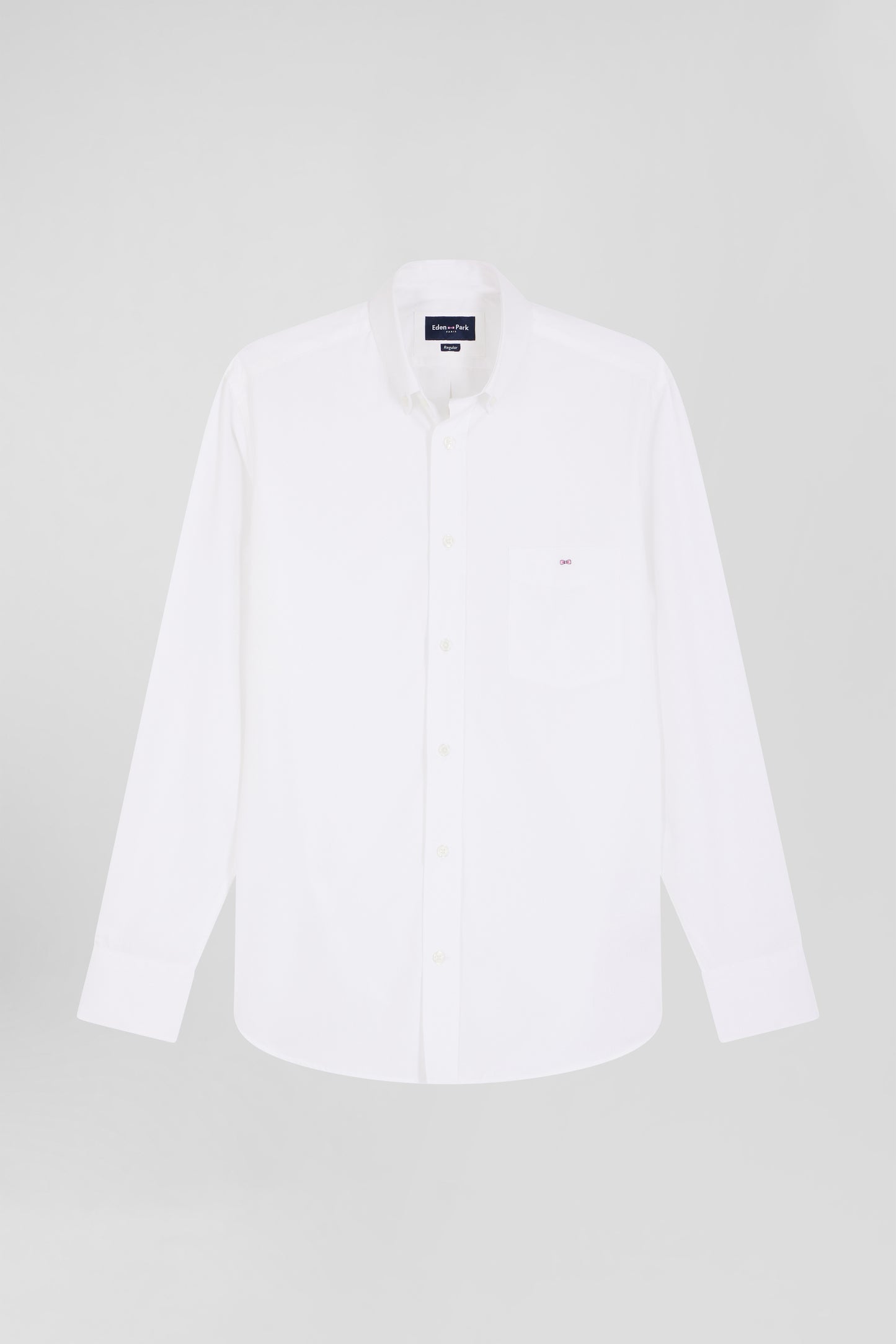 Regular plain white cotton poplin shirt