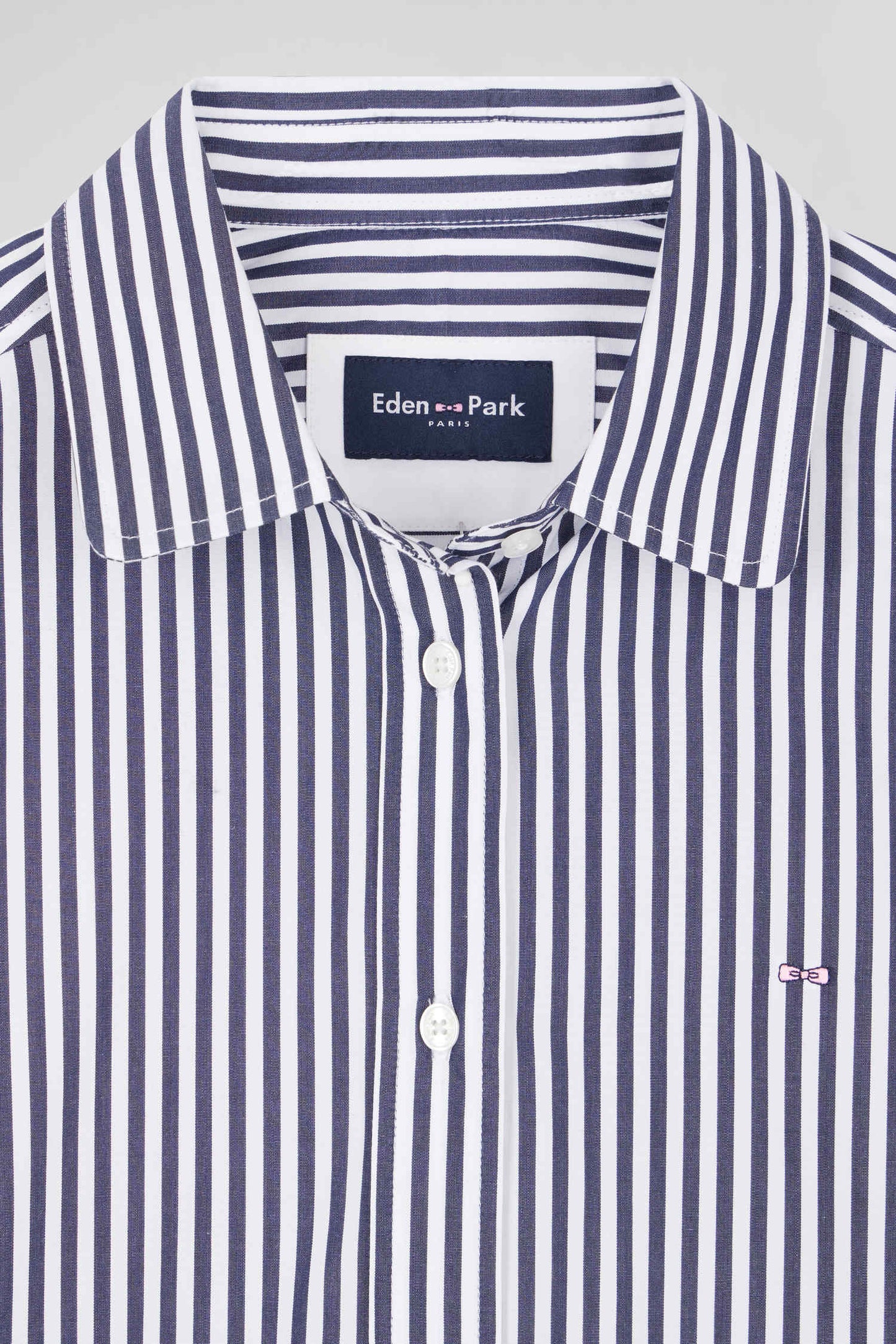 Relaxed navy blue striped cotton shirt