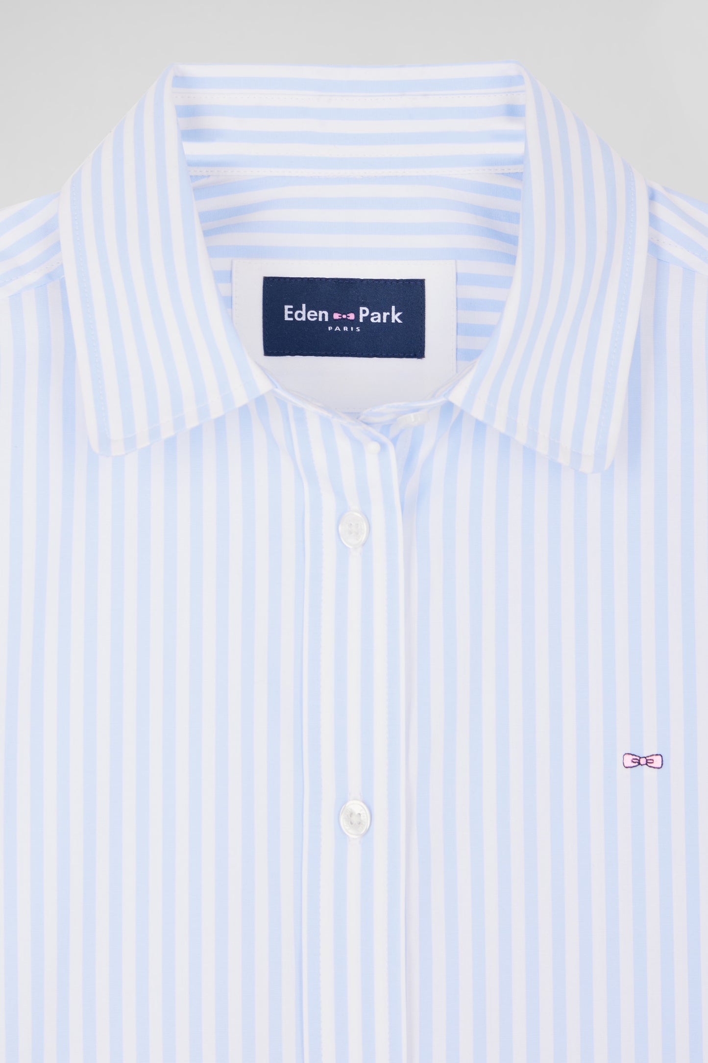 Relaxed sky blue striped cotton shirt