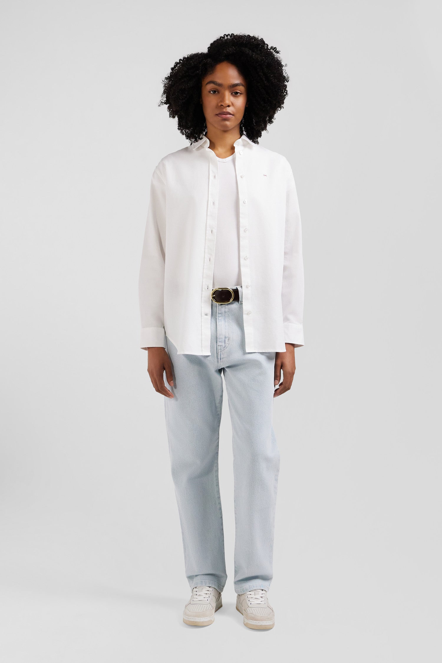 Relaxed white cotton poplin shirt