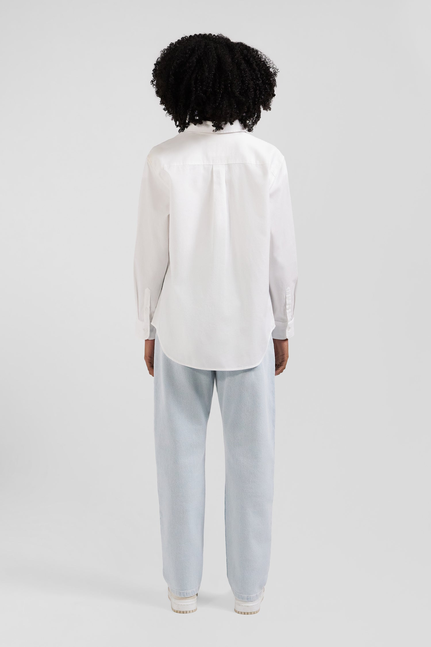 Relaxed white cotton poplin shirt