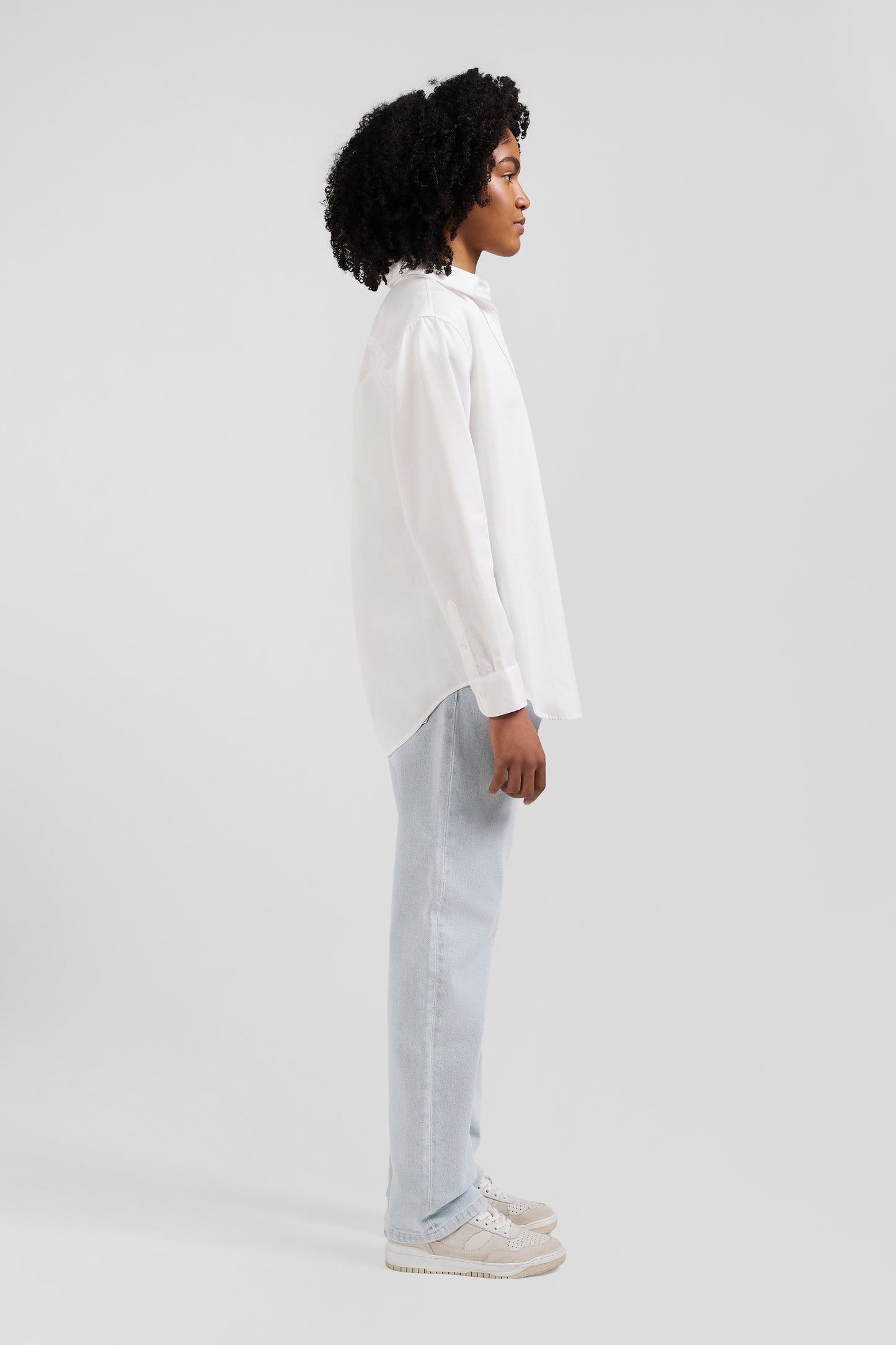 Relaxed white cotton poplin shirt