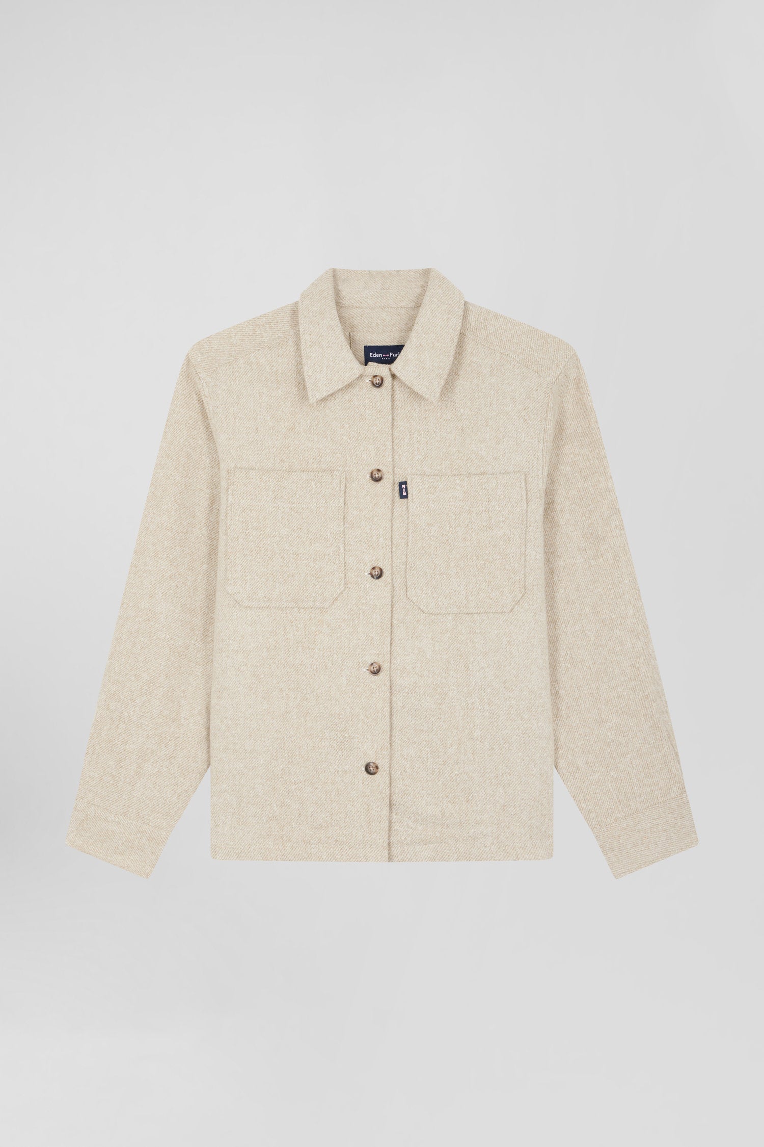 Relax beige mixed cotton overshirt with patch pockets