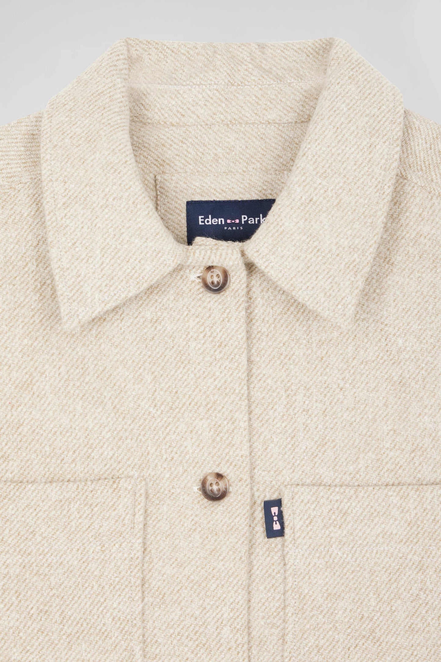 Relax beige mixed cotton overshirt with patch pockets