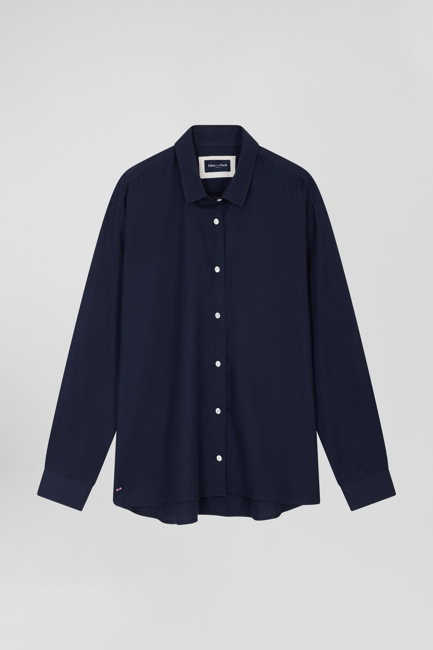 Oversize indigo cotton and cashmere shirt