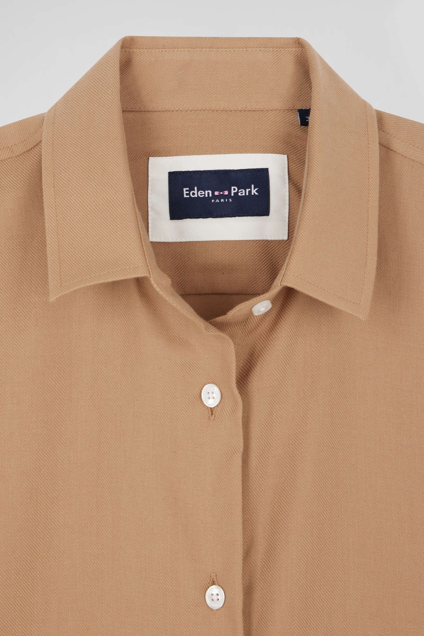 Oversize camel cotton and cashmere shirt