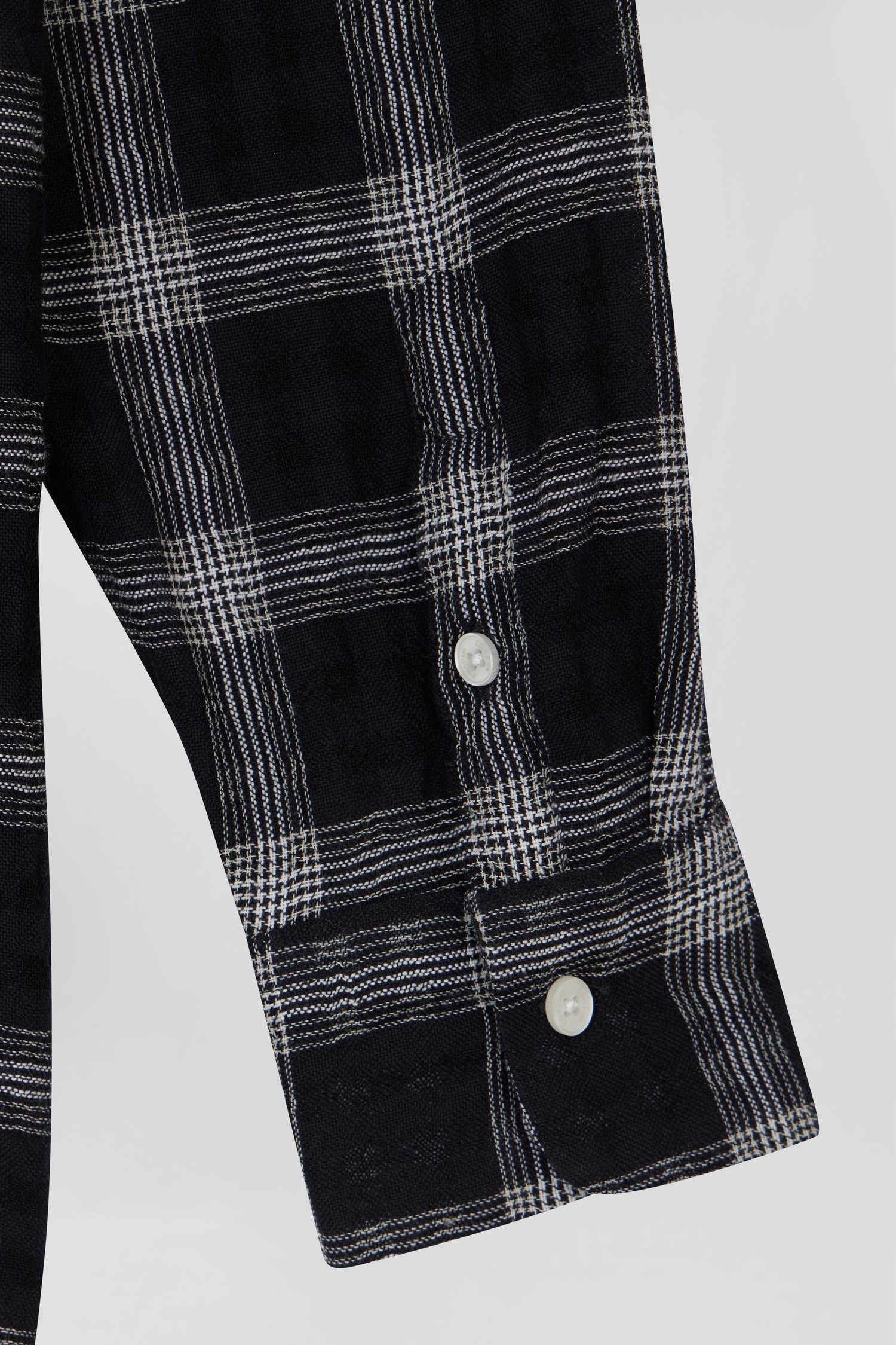 Relax black checked wool and cotton shirt