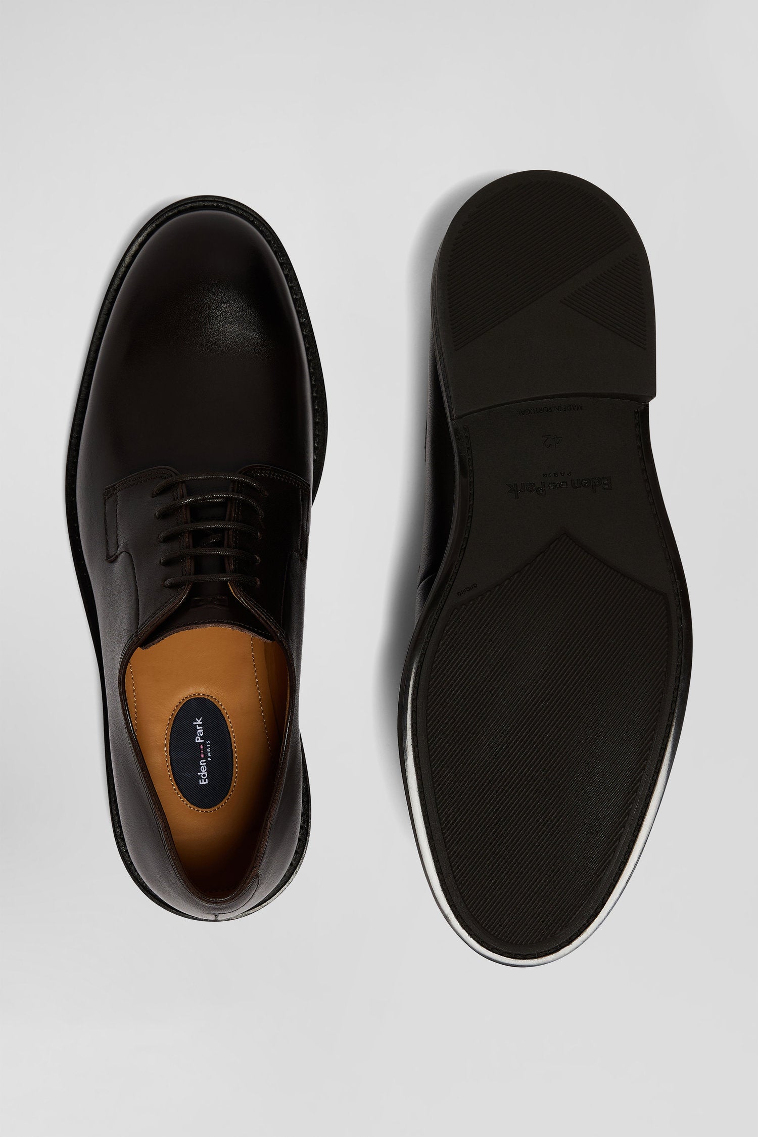 Derbies lacés en cuir marron