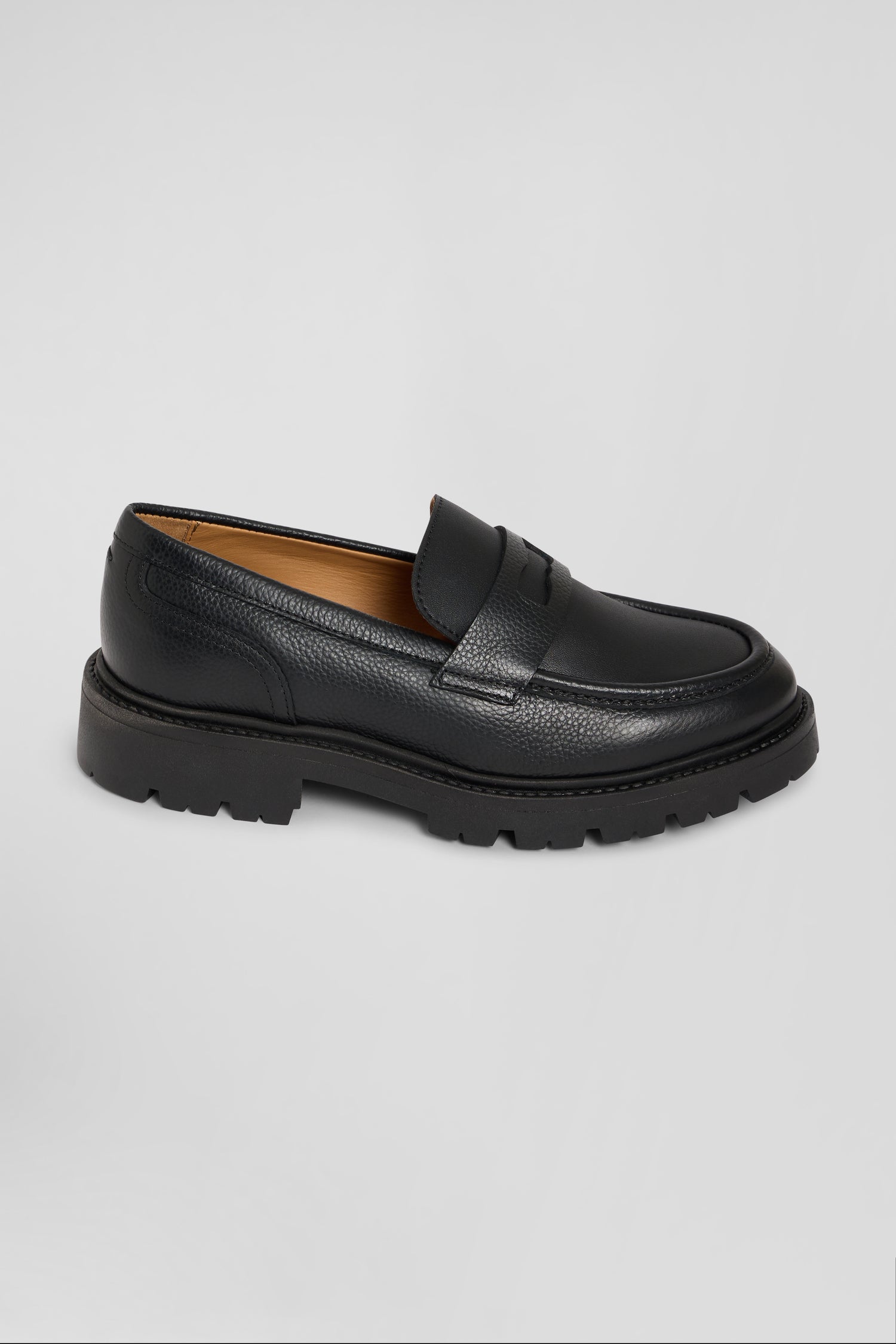 Black leather loafers