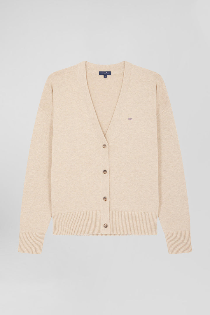 Relax beige blended wool and cotton cardigan