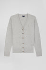 Cardigan en laine et coton gris coupe Relaxed