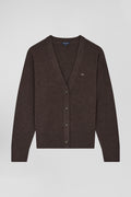 Relax brown blended wool and cotton cardigan