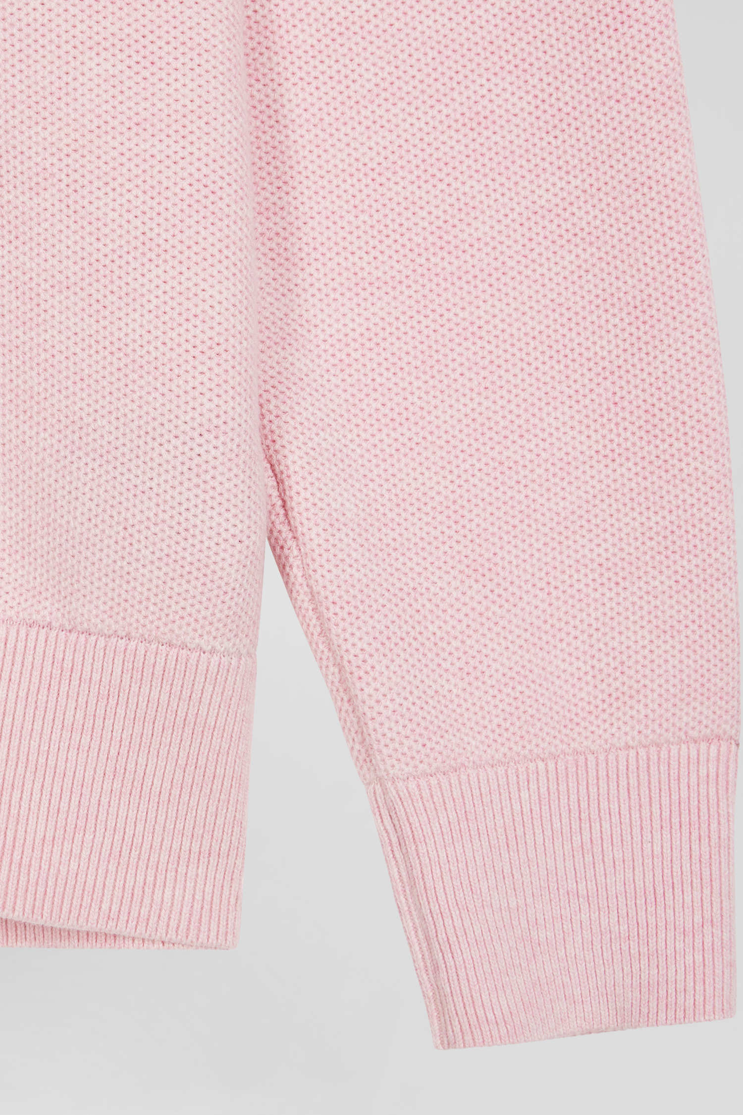 Cardigan zippé à col montant uni rose en coton