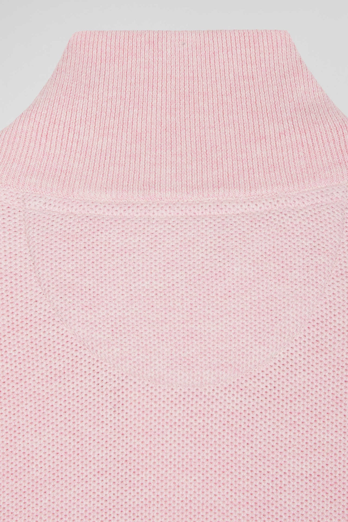 Cardigan zippé à col montant uni rose en coton - Image 10