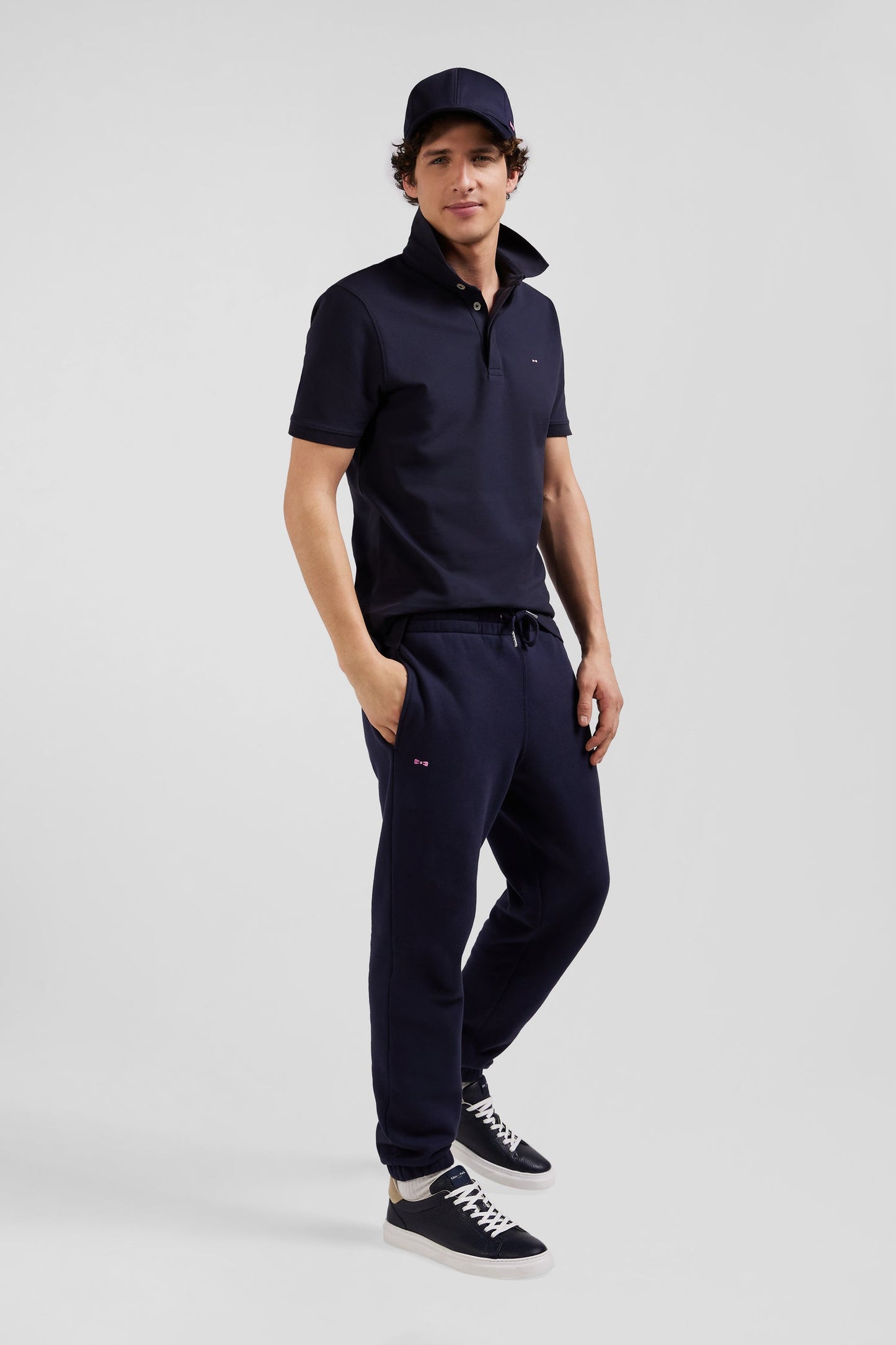 Pantalon jogging en molleton gratté bleu marine coupe Regular - Image 3