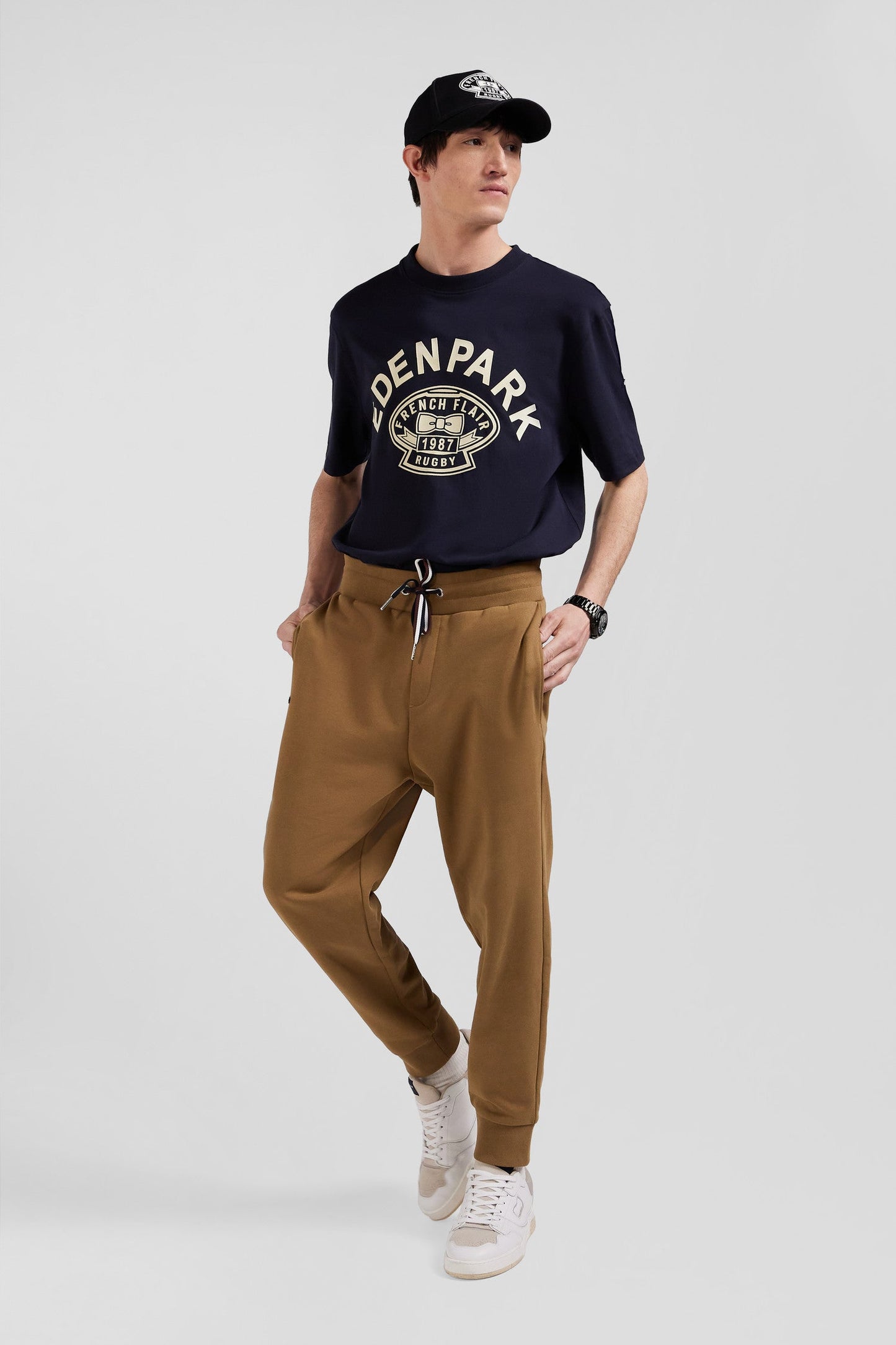 Pantalon jogging en molleton gratté camel coupe Relaxed - Image 3